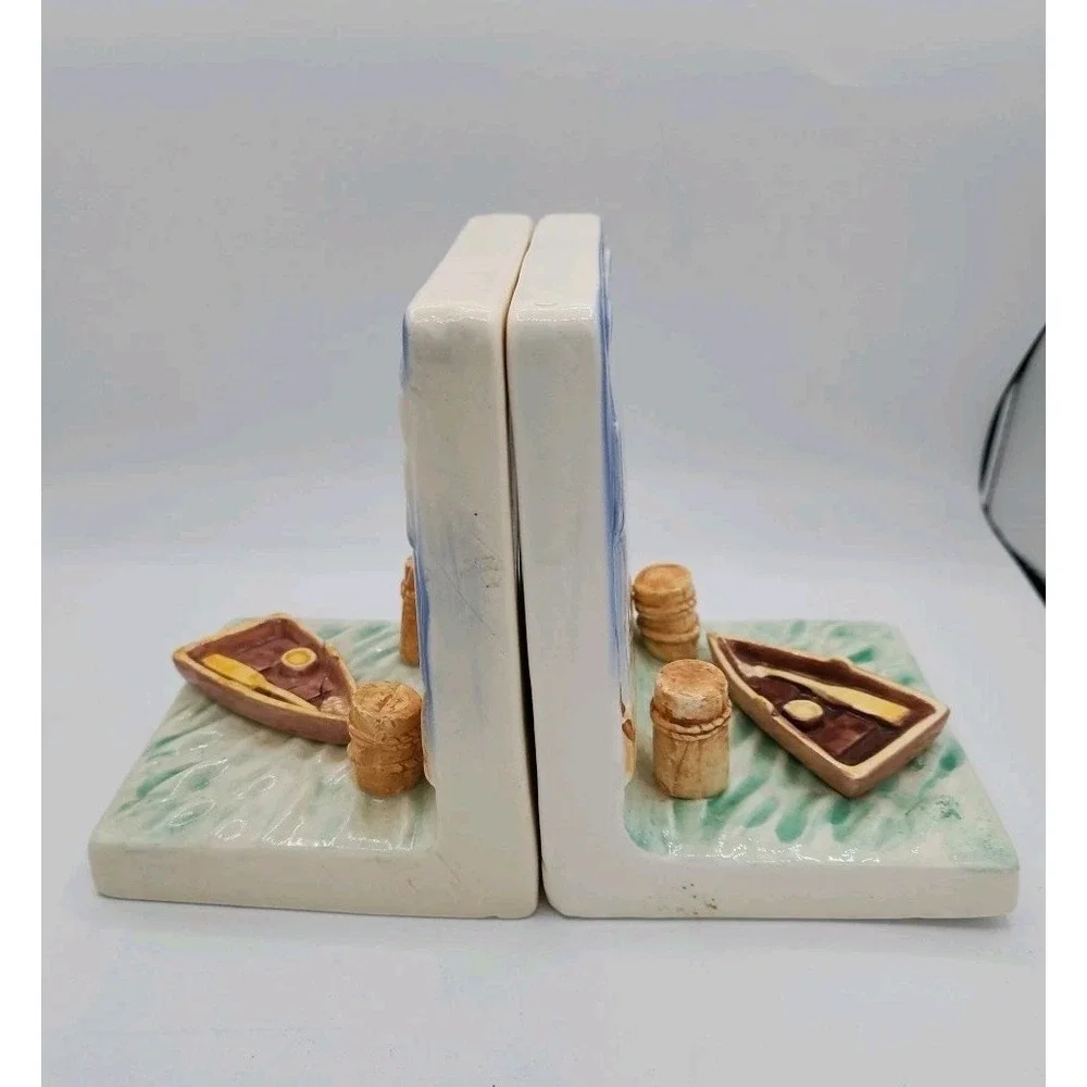 Vintage Beachcombers‎ Int'l Ft. Myers FL 1981 BEACH SCENE Ceramic BOOKENDS